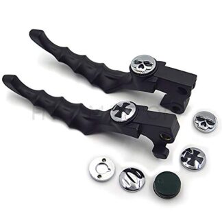 HTTMT MT241-023+ Motorcycle Parts Brake Clutch Hand Lever Compatible with Sportster 1200 883 883R Forty Eight Seventy Two Black Levers with Chrome Zumbie Cross Groove Covers