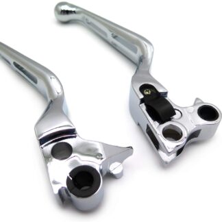 HTTMT MT241-027A- Motorcycle Parts Chromed Hollowed-out Style Brake Clutch Hand Levers Compatible with 1996-2003 XL/1996-2007 Dyna Touring/ 1996-2007 Softail /2011-2014 Softail models