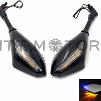 HTTMT MT242A- 10mm Motorcycle LED Turn Signal Rearview Side Mirrors Compatible with Suzuki Cruiser