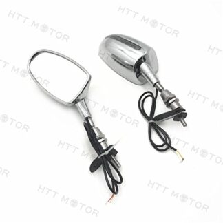 HTTMT MT244- LED Rear View Mirror Compatible with Suzuki Hayabusa Yamaha YZF 600R / R6 Chrome 6MM thread