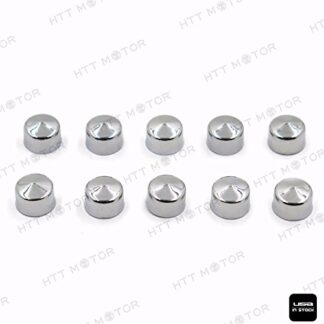 HTTMT MT247-011- 10 Piece Chrome 1/4" Allen Socket Bolt Cap Dress Kit Compatible with Harley Misc Hardware