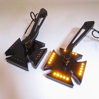 HTTMT MT252-009+TTT003- Black Custom Led Turn Siganl Integrated Mirror Fit Compatible with Harley Electra Sportster