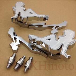 HTTMT MT252-011+TTT003- Chrome Custom Hot Momma Mirror fit Compatible with Harley Electra Heritage Sportster Glide