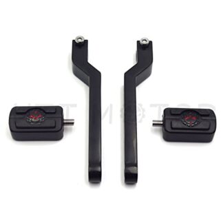 HTTMT MT268-009A+053 X2- Motorcycle Black New Aluminum Heel Toe Shift Levers/Gear Shift Pedal Levers with Skull Shifter Pegs Compatible with Harley Davidson Heritage Softail FLST 1986-later