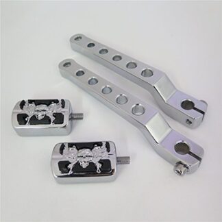 HTTMT MT268-009B+062 X2- Chrome Zombie Silver Circle Cut Heel/Toe Shift Lever w/Shifter Compatible with Harley 1986-later FL Softail/ 1988-later Touring/ 2008-later Trike