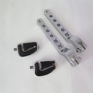 HTTMT MT268-009B+091 X2- Chrome AirFlow Groove Silver Circle Cut Heel/Toe Shift Lever w/Shifter Compatible with Harley 1986-later FL Softail/ 1988-later Touring/ 2008-later Trike