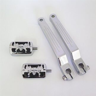 HTTMT MT268-009C+062 X2- Chrome Zombie Silver Groove Cut Heel/Toe Shift Lever w/Shifter Compatible with Harley 1986-later FL Softail/ 1988-later Touring/ 2008-later Trike