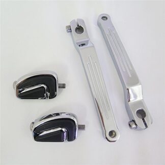 HTTMT MT268-009C+091 X2- Chrome AirFlow Groove Silver Groove Cut Heel/Toe Shift Lever w/Shifter Compatible with Harley 1986-later FL Softail/ 1988-later Touring/ 2008-later Trike