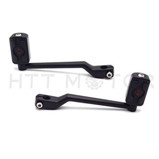 HTTMT MT268-011+053 X2- Motorcycle Matte Black New 2 PCs Billet Style Heel/Toe Shift Lever Gear Shift Foot Lever with Skull Foot Peg Footresr Compatible with Harley FL Softail Touring Trike FLST FLT Road King Street Glide CVO