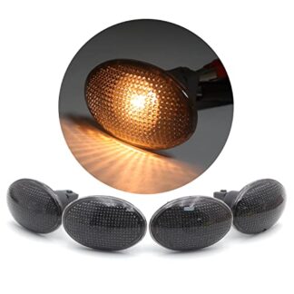 HTTMT MT293-007- 4 PCs Smoke Side Fender Lights with LED Compatible with 1999-2010 F 350 450 Super Duty Dually Truck with factory installed fender lights