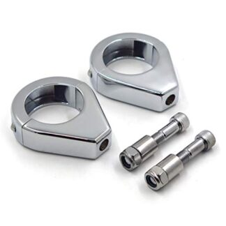 HTTMT MT299-003-CD Chrome Fork Clamp Turn Signal Clamps Compatible with Harley Softail Mount Bracket 49Mm Fork Tube
