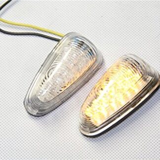 HTTMT MT303-004-B Clear Flush Mount Motorcycle LED Turn Signal Blinker Lights Universal Bike