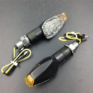 HTTMT MT303-008- Motorcycle Dual Sport Turn Signal Compatible with Suzuki Kawasaki Yamaha LED BLACK CLEAR