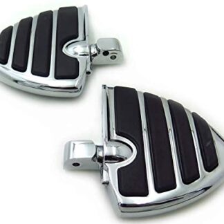 HTTMT MT312-G+PA003- Chrome Wing Mini Floorboards w/Adapters Compatible with V-Star 1000 650 Royal Star V-Max Virago Stryker