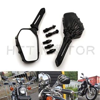 HTTMT MT333- Black Skull Mirror Compatible with Harley Heritage Sportster Dyna Glide Softail Kawasaki Ninja