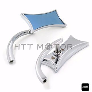 HTTMT MT378- Chrome Diamond Rear Mirrors Compatible with Harley CVO Dyna Heritage Softail Sportster new