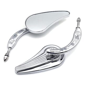 HTTMT MT382A- Motorcycle Chrome Raindrop Side Mirrors Compatible with 1984 and up Harley Davidson Softtail Slim Fat Boy Heritage Softail Classic Deluxe Breakout Night Road Special