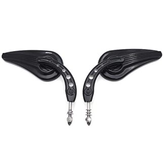 HTTMT MT382B- Motorcycle Black Raindrop Side Mirrors Compatible with 1984 and up Harley Davidson Touring Street Glide Road Glide Special Electra Glide Ultra Classic Ultra Limited