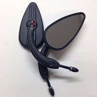 HTTMT MT383-SC- Black Skull Zombie Emblem Aluminum Teardrop Shape Mirrors Compatible with 2008–2011 Softail Custom FXSTC