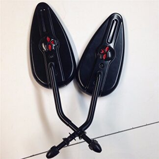 HTTMT MT383-ST- Black Aluminum Skull Mirrors Compatible with Harley Low Glide Touring Road King CVO FLHRSE4