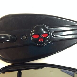 HTTMT MT383-ST- Black Aluminum Skull Mirrors Fit Compatible with Harley XLX XR FLH FLHS Tour Glide Classic FLTC