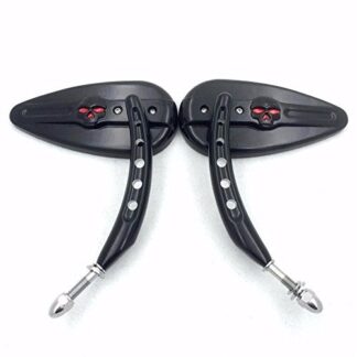 HTTMT MT383B- Black Skull Side Mirrors Raindrop Shape Compatible with Harley Davidson Dyna Super Glide T Sport FXDXT