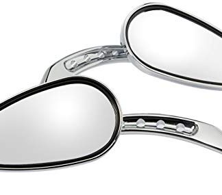 HTTMT MT383B-CD Chrome Skull Side Mirrors Compatible with 1984 and up Harley Davidson Touring Street Glide Road Glide Special Electra Glide Ultra Classic Ultra Limited