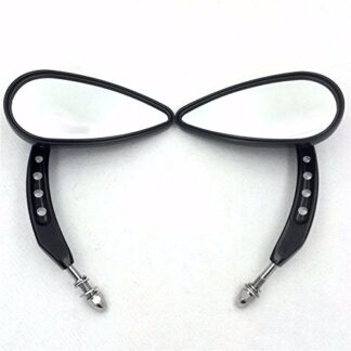 HTTMT MT383B- Motorcycle Black Skull Side Mirrors Raindrop Shape Compatible with Harley Dyna Super Glide Convertible FXDS CONV