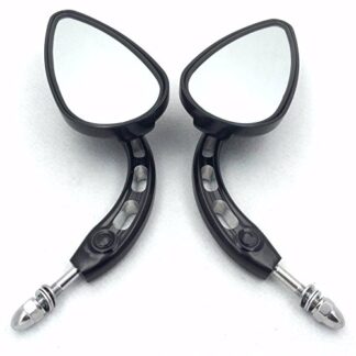 HTTMT MT383D- Motorcycle Black New Skull Side Mirrors with Skull Stem Compatible with Harley Davidson 1982-later all models Touring Dyna Sporster CVO