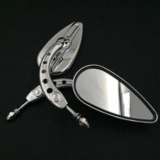 HTTMT MT383E- Chrome Skull Side Mirrors Compatible with 1984 and up Harley Dyna Street Bob Low Rider Fat Bob Wide Glide Switchback CVO Street Glide Trike Freewheeler Tri Glide Ultra