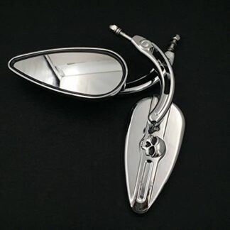 HTTMT MT383F- Chrome Skull Side Mirrors Compatible with Harley Davidson All Models Softail Touring Street S Series Sporster Dyna CVO Trike (except VRSCF 2014-later FLHTKSE FLHRSE6 FLHR FLHRC XL1200X)