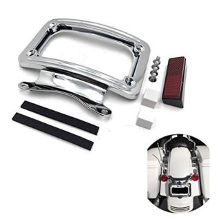 HTTMT MT389-CD Chrome Laydown Curved License Plate Bracket Tag Holder Compatible with 2010-later FLHX, FLHXS, FLHXSE, FLTRX, FLTRXS and '10-'12 FLHXSE (Street Glide Special FLHXS/Road Glide FLTRX)