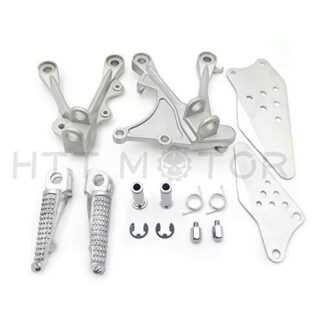 HTTMT MT390-006- Silver Front Rider Foot Pegs Bracket Fit Compatible with Kawasaki Zx6R 2005 2006 2007 2008