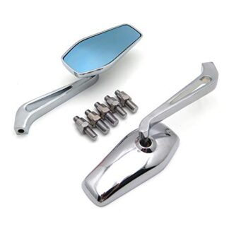 HTTMT MT400-007-CD Chrome Aluminum mirrors Compatible with most Motorcycle Suzuki Kawasaki Yamaha Harley Handlebar Mount with 8/10mm clockwise Screw Bolt