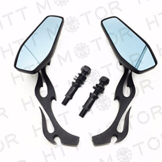 HTTMT MT400-010+HDBolt- BLACK ALUMINUM MOTORCYCLE REAR VIEW SIDE MIRRORS Compatible with HARLEY CRUSIER CHOPPER BIKE
