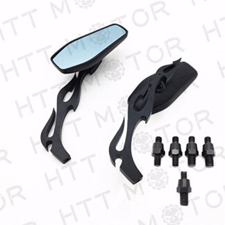 HTTMT MT400-010+JPBolt- Universal Motorcycle Rearview Mirrors Rear View Mirror Pair 8MM 10MM - Black