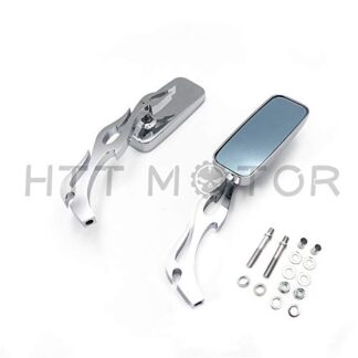 HTTMT MT400-011+HDBolt- Anti Glare Blue Rearview Mirror 8mm Compatible with Harley Softail Motorcycle Bikes Chrome