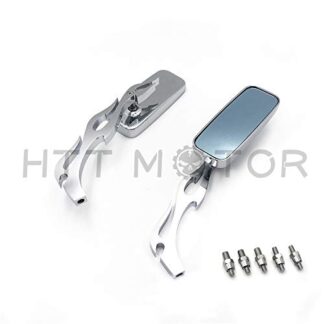 HTTMT MT400-011+JPBolt- Compatible with Set Chrome Side Rear View Mirrors Universal Right Left Turn 8mm 10mm Adapters