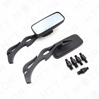 HTTMT MT400-011+JPBolt- Set Black Side Rear View Mirrors Universal Right Left Turn 8mm 10mm Adapters