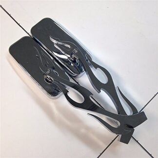 HTTMT MT400-011+TTT002- Rectangle Shape Flame/Fire Stem Custom Chrome Mirrors Compatible with all Yamaha Cruiser Bikes models Royal Star/Stratoliner/Roadliner/Road Star/V-star/Warrior/V-Max/Virago