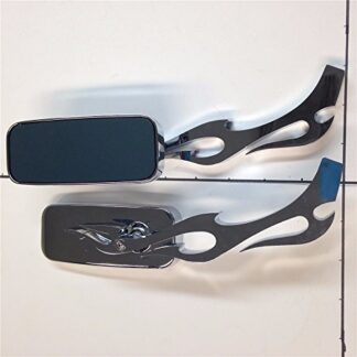 HTTMT MT400-011+TTT004- Chrome Running Mirror Rectangle Shape Flame/Fire Stem Compatible with Kawasaki Suzuki Hayabusa Yamaha R1 R6 Flame