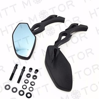 HTTMT MT400-012+HDBolt- Black Motorcycle Rearview Side Mirrors Compatible with Harley Davidson Street Bike Chopper