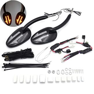 HTTMT MT400-015-BK Black Integrated Arrows LED Turn Signals Side Mirror Compatible with 2014-later Touring and Trike