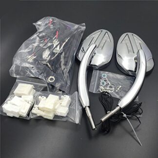 HTTMT MT400-015- Motorcycle Chrome Integrated Arrows LED Turn Signals Side Mirrors Compatible with 1997-Later Harley (excepte VRSCF,XG,XL1200X,FXCWC,2014-Later Road King and Road Glide)