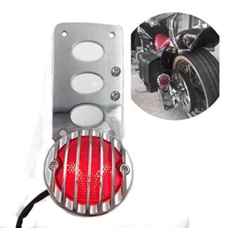 HTTMT MT401-CD+CDdeng Custom Chrome Side Mount Tag License Plate Holder Bracket with LED Tail Light Brake Light Compatible with Harley Davidson