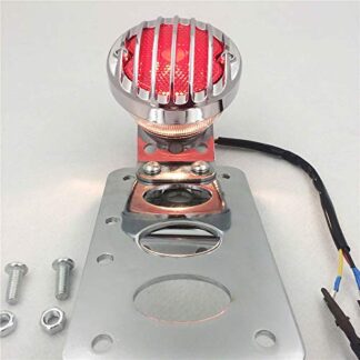 HTTMT MT401- Motorcycle Custom Chrome Side Mount Tag License Plate Holder Bracket with LED Tail Light Brake Light Compatible with Yamaha Suzuki Kawasaki Custom Bike Cruiser Choppers