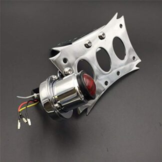 HTTMT MT408-P- Chrome Horizontal Vertical Zigzag Mount License Plate Bracket 7"x 4" CD BK LED Tail Brake Light Integrated Compatible with Harley Touring Bobber Chopper Kawasaki Suzuki Yamaha