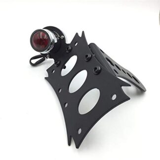 HTTMT MT408-P-D+ Black Horizontal Vertical Zigzag Mount License Plate Bracket 7"x 4" CD BK LED Tail Brake Light Integrated Compatible with Harley Touring Bobber Chopper Kawasaki Suzuki Yamaha