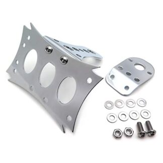 HTTMT MT411-Plate- Chrome Horizontal Vertical Zigzag Side Mount 7 3/10" x 4 4/5" License Plate Bracket light Bracket Compatible with Harley Bobber Chopper Custom Suzuki Kawasaki Yamaha