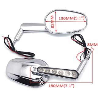 HTTMT MT415- Motorcycle Chrome Rear View Left Right Mirrors with LED Stem Compatible with HARLEY DAVIDSON SOFTAIL XL/VRSCAW V-ROD